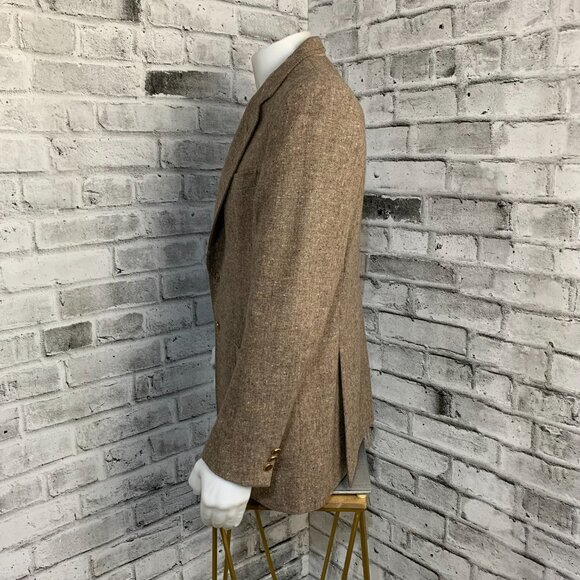 Brioni Vintage Tweed Blazer Sport Coat Mens 46 Brown Wool Metal Buttons Jacket - Picture 7 of 16